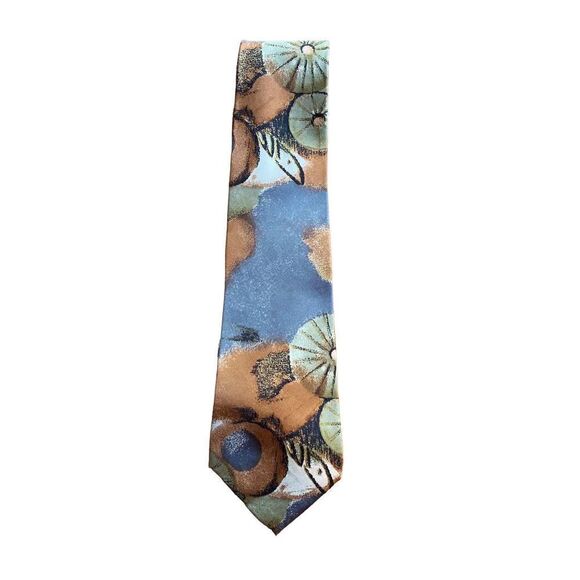 Bugatti green blue rust silk tie new with tags - Picture 7 of 7
